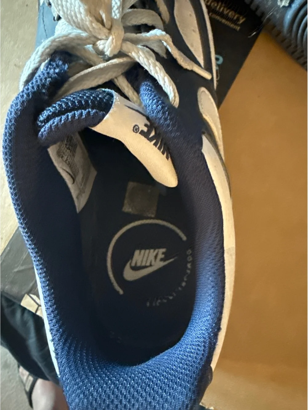 Nike Air Force 1 Low Top Sneakers - Navy Blue and White, Size 7 Youth